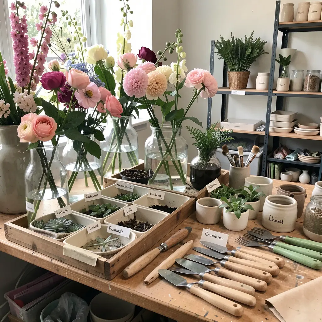 Floral design studio workspace